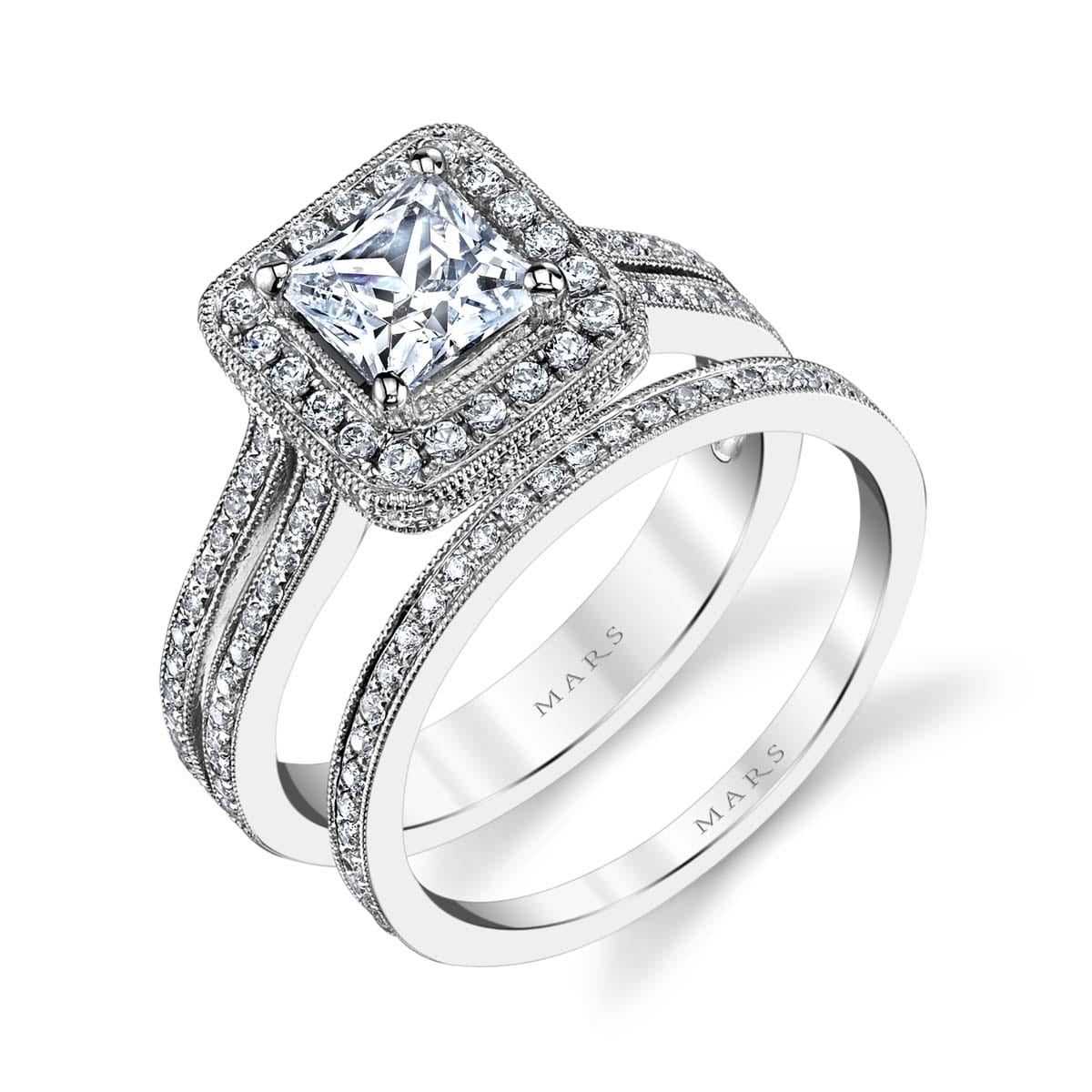 Halo Vintage Engagement rings: MARKS-25014-18KW - Mark's Diamonds