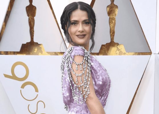 Salma Hayek wearing Academy Awards jewelry