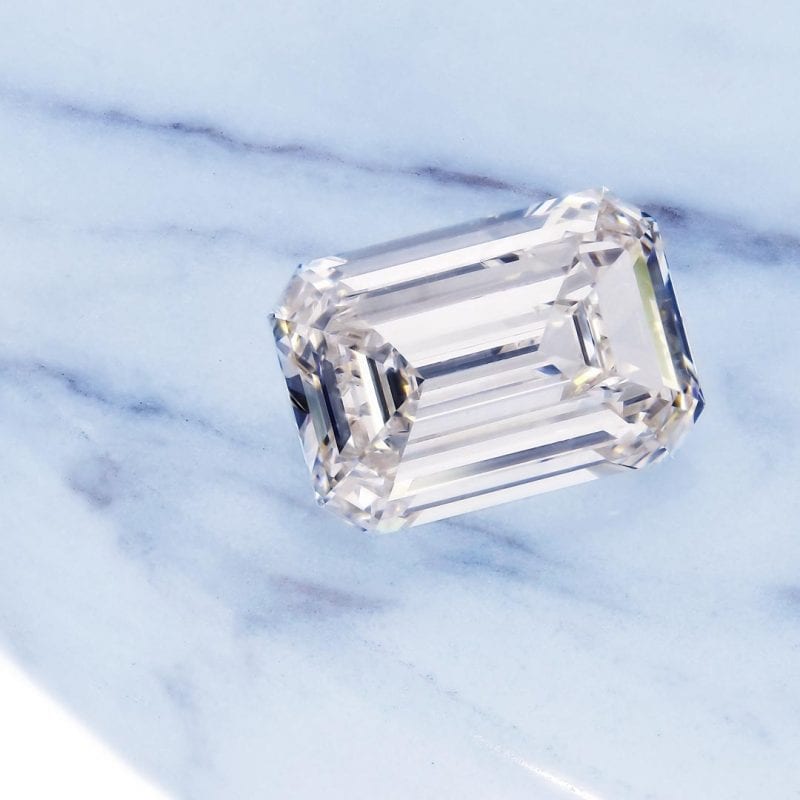 close up of emerald-cut diamond