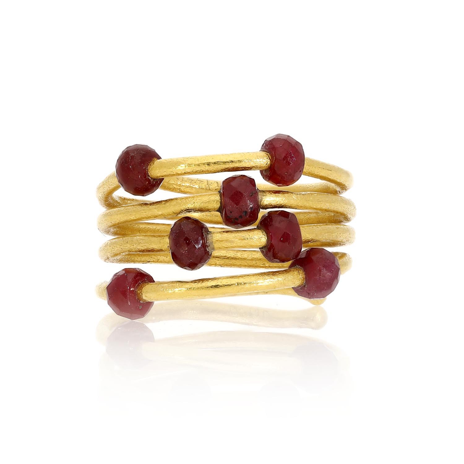 18k Solid Gold Round Ruby and Diamond Ring | PurpleMay Jewellery