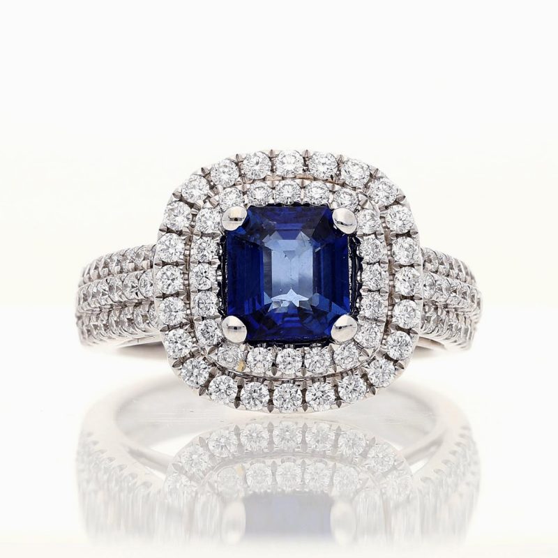 blue sapphire and diamond engagement ring
